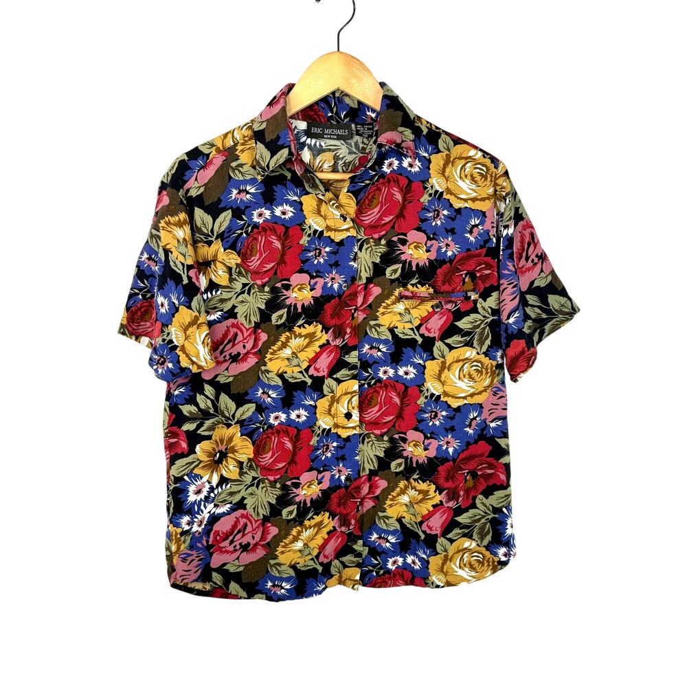 Vintage Eric Michaels Floral Button Down Shirt M